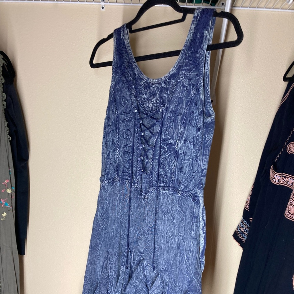 Flower blue corset style renaissance style dress free size, the little bazaar